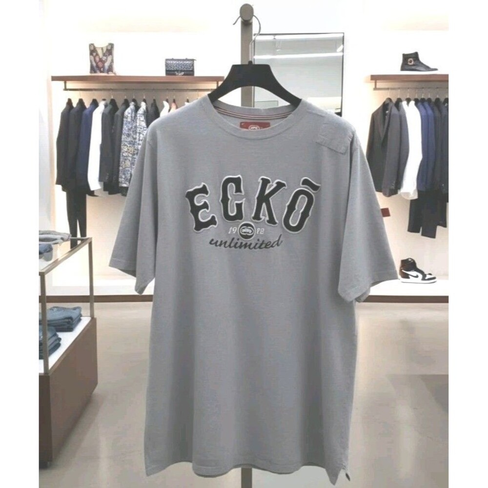VTG Y2K Ecko Unltd Collegiate Spell Out Graphic T-Shirt Gray Mens Oversized L
